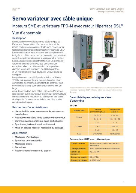 Servo variateur avec câble unique