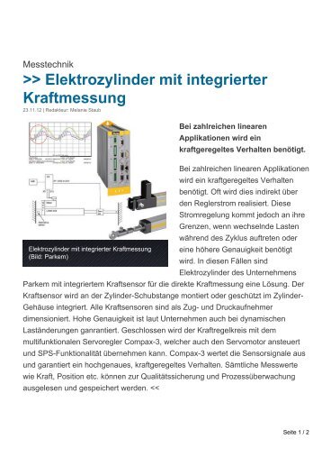 Elektrozylinder mit integrierter Kraftmessung