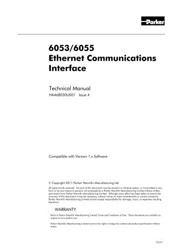 6053/6055 Ethernet Communications Interface - Parker