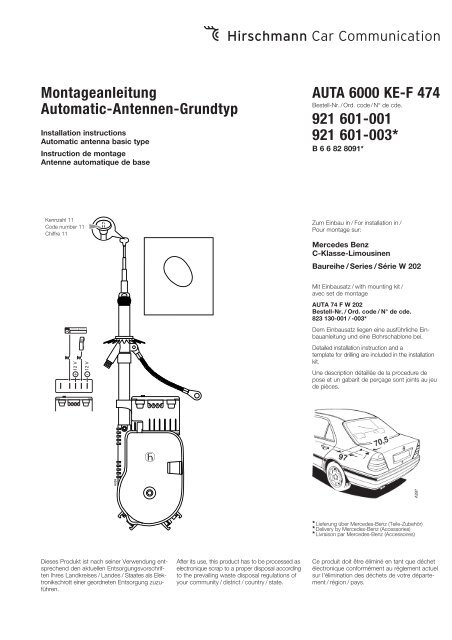 Montageanleitung Automatic-Antennen-Grundtyp AUTA 6000 KE-F