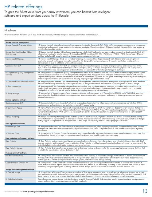 HP StorageWorks Arrays Family guide