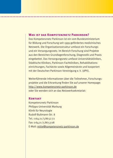 Besser Leben mit Parkinson.pdf - Deutsche Parkinson Vereinigung eV