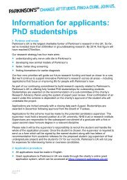 Parkinson's UK PhD studentships - information for applicants (PDF ...