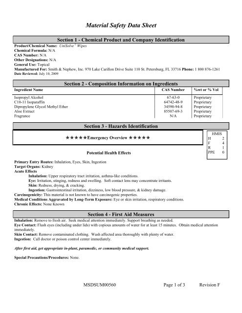 Material Safety Data Sheet - Cardinal Health DFU/MSDS