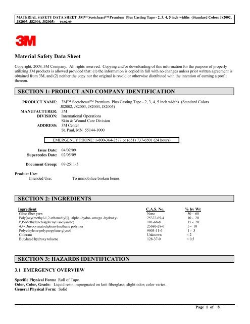 Material Safety Data Sheet SECTION 1 - Cardinal Health DFU/MSDS