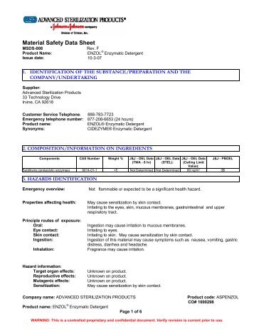 Material Safety Data Sheet - Cardinal Health DFU/MSDS