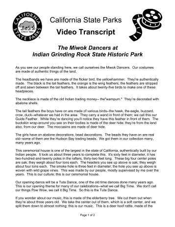 Miwok Dancers - California State Parks - State of California