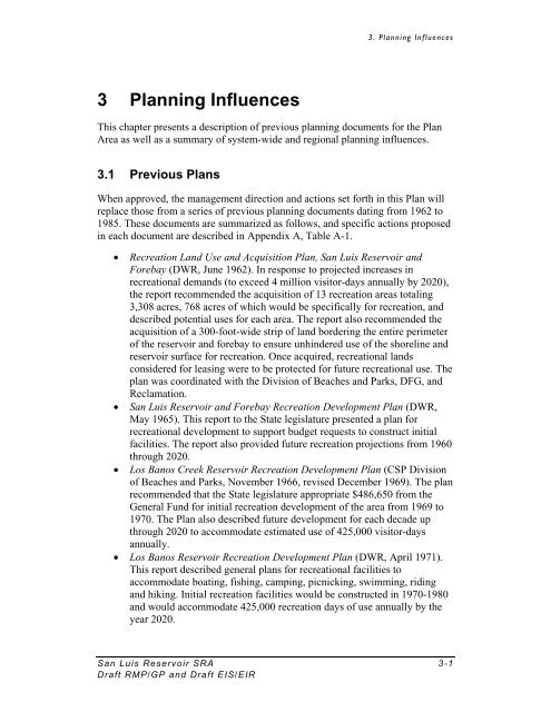 Draft EIS/EIR for the San Luis Reservoir SRA Resource ...