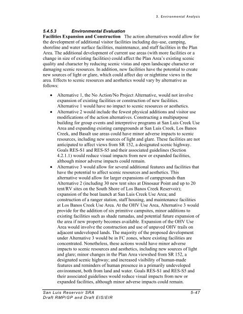 Draft EIS/EIR for the San Luis Reservoir SRA Resource ...