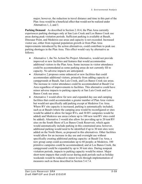 Draft EIS/EIR for the San Luis Reservoir SRA Resource ...