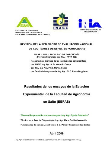 Publicación INASE SALTO  - Facultad de Agronomía