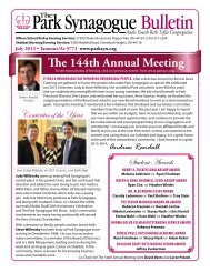 The 144th Annual Meeting - the Park Synagogue