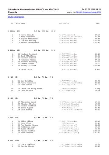 SI-Zwischenzeiten Sächsische Meisterschaften Mittel-OL am 02.07 ...