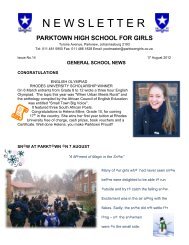 Newsletter 14 : 17 August 2012 - Parktown High School for Girls