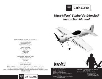 Ultra-Micro™ Sukhoi Su-26m BNF Instruction Manual - ParkZone