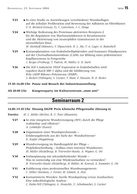 Seminarraum 3 - Deutsche Gesellschaft für Wundheilung und ...