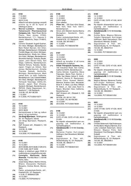 ELS-tíðindi - janúar 2002 - Einkaleyfastofan