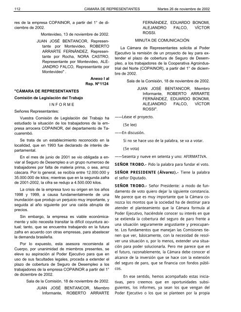 73Âº SesiÃ³n extraordinaria del 26 de noviembre ... - Poder Legislativo