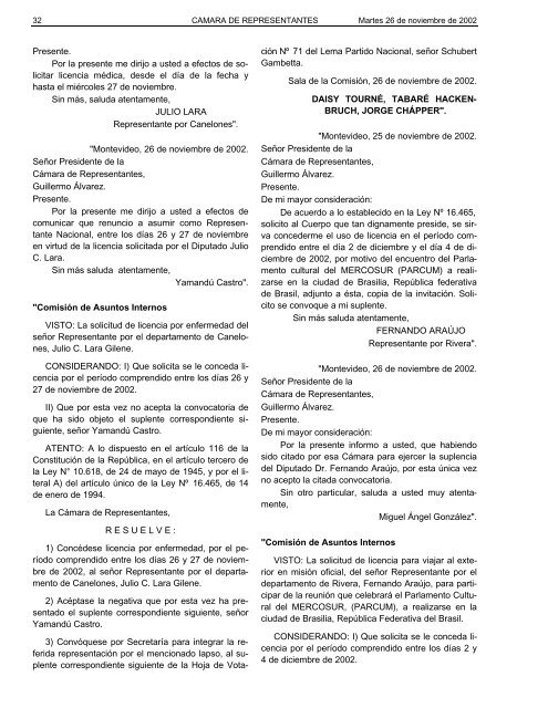 73Âº SesiÃ³n extraordinaria del 26 de noviembre ... - Poder Legislativo