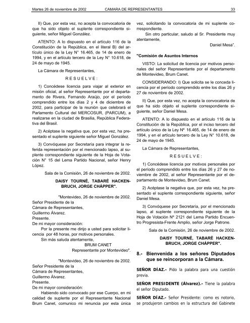 73Âº SesiÃ³n extraordinaria del 26 de noviembre ... - Poder Legislativo