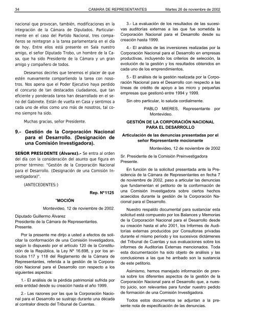 73Âº SesiÃ³n extraordinaria del 26 de noviembre ... - Poder Legislativo