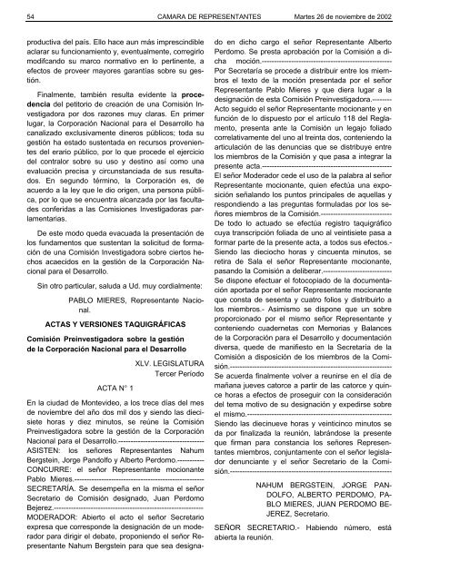 73Âº SesiÃ³n extraordinaria del 26 de noviembre ... - Poder Legislativo