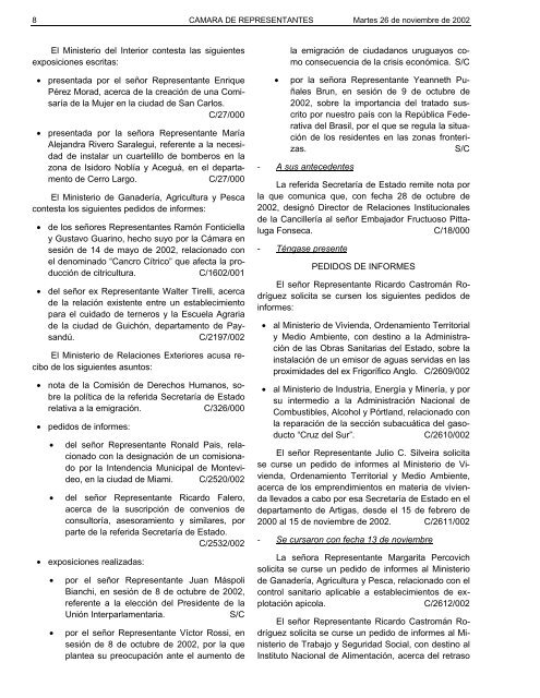 73Âº SesiÃ³n extraordinaria del 26 de noviembre ... - Poder Legislativo