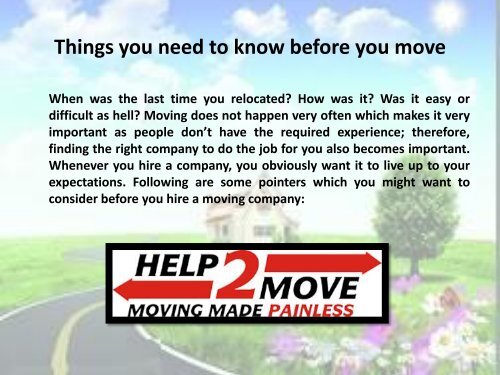 Things you need to know before you move