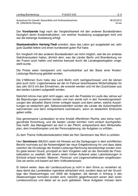 Landtag Brandenburg P-AUGV 5/35 Protokoll - Land Brandenburg
