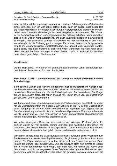 Landtag Brandenburg P-AASFF 5/42-1 Protokoll - Teil 1