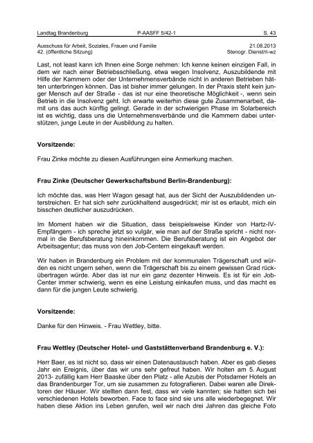 Landtag Brandenburg P-AASFF 5/42-1 Protokoll - Teil 1