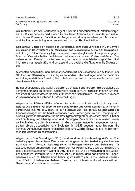 Landtag Brandenburg P-ABJS 5/38 Protokoll - Brandenburg.de