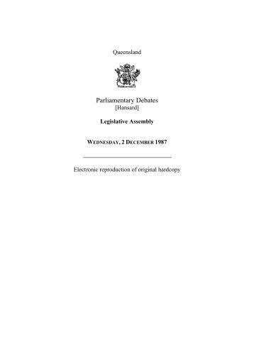 Legislative Assembly Hansard 1987 - Queensland Parliament ...