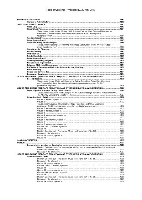 RECORD OF PROCEEDINGS - Queensland Parliament ...