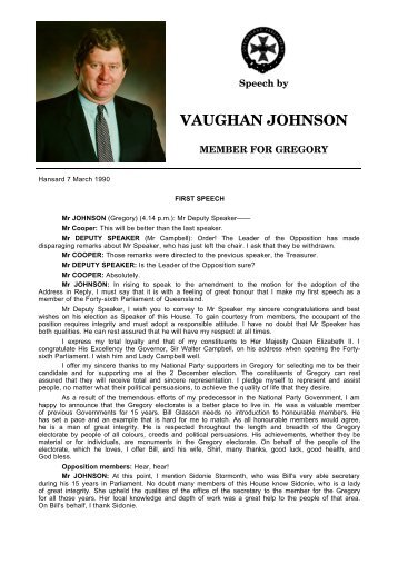VAUGHAN JOHNSON - Queensland Parliament