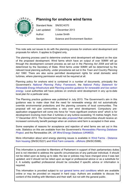 Planning for onshore wind farms - Parliament