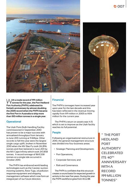 Port Hedland Port Authority Annual Report 2011 - Parliament of ...