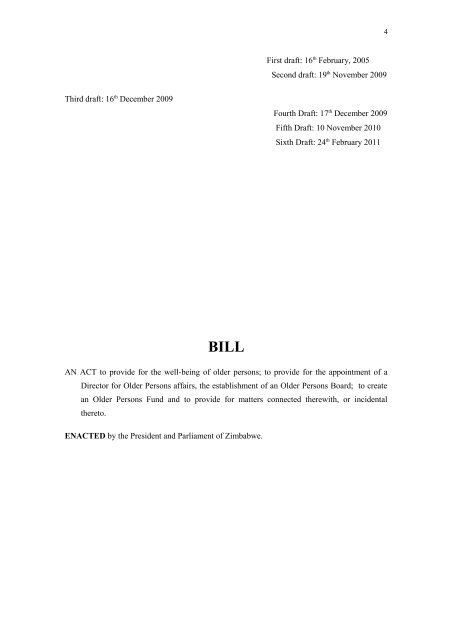 older persons bill - Parliament of Zimbabwe