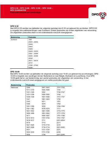 postcodegebieden - DPD