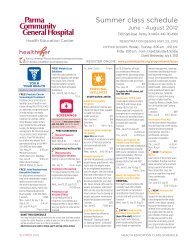 Summer class schedule - Parma Community General Hospital