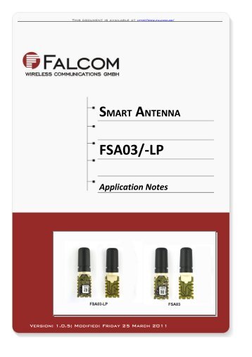 Application Note for FSA03 FALCOM Smart Antenna