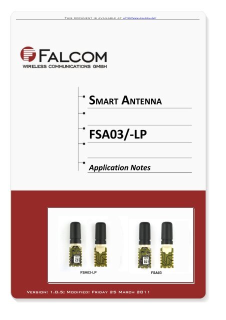 Application Note for FSA03 FALCOM Smart Antenna