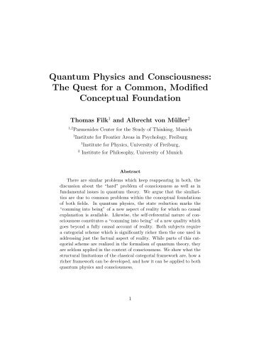 Quantum Physics and Consciousness - Parmenides Foundation