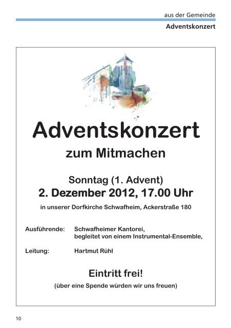 Sonntag (1. Advent) 2. Dezember 2012, 17.00 Uhr - evangelische ...