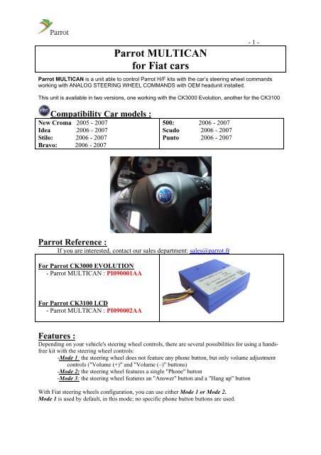 Wiring Diagram Parrot Ck3100