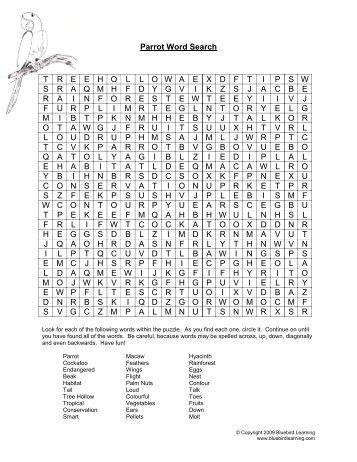 Parrot Word Search