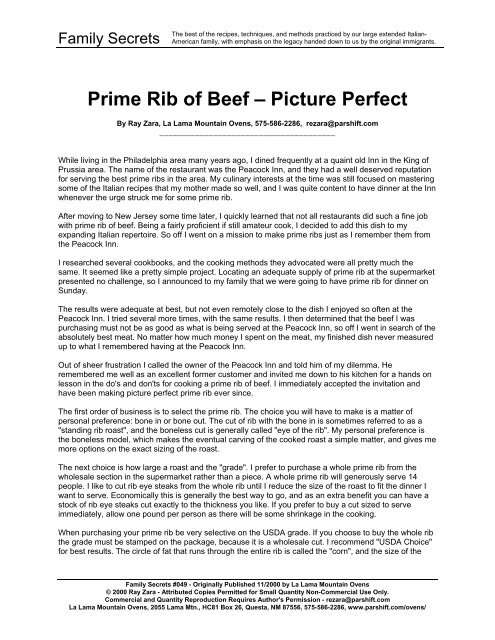 Prime Rib of Beef â Picture Perfect - Paradigm Shift International