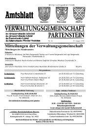 Mitteilungen der Verwaltungsgemeinschaft - Partenstein