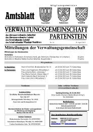 Mitteilungen der Verwaltungsgemeinschaft - Partenstein