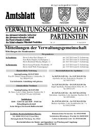 Mitteilungen der Verwaltungsgemeinschaft - Partenstein